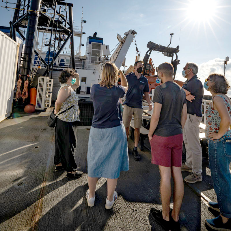We worked with the Global Foundation for Ocean Exploration and NOAA Corps Officers to welcome local stakeholders aboard NOAA Ship Okeanos Explorer while the ship was in port in Horta in the Azores archipelago (Portugal).