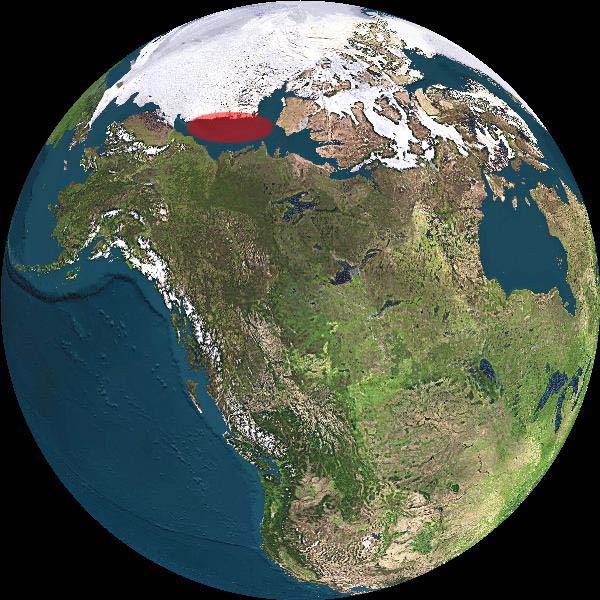  Globe showing the Arctic Research Area
