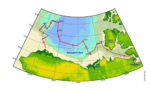Map of Arctic Exploraion cruise plan and ROV operations
