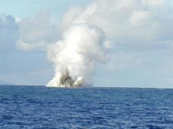 undersea volcano erupting—