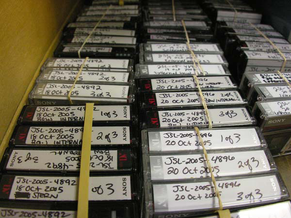 The tapes are from the bow camera of the Johnson-Sea-Link submersible and are records of each dive.