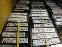 The tapes are from the bow camera of the Johnson-Sea-Link submersible, recording each dive.