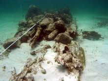 The ballast mound of a wooden-hulled shipwreck found off Black Rock during the 2004 survey. This site will be test excavated in July 2006.