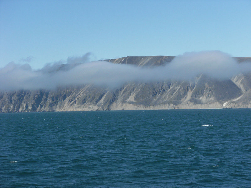 The coast of Chukotka, located in the most northeastern region of Russia, along the Bering Strait.