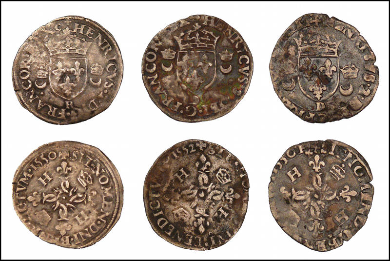Examples of French coins recovered from the survivor camp sites.