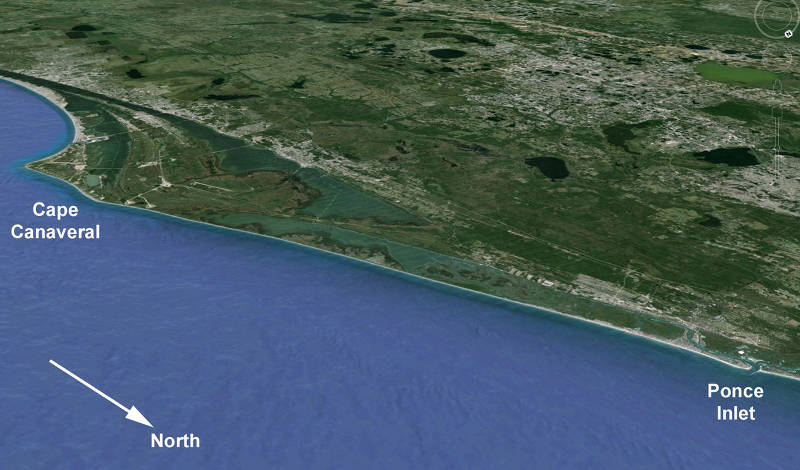 The Armstrong Site and the French Fleet search area are located in the Canaveral National Seashore, between Cape Canaveral and Ponce Inlet.