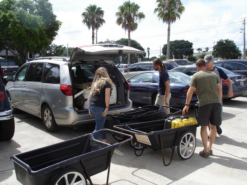 Dock carts are handy for moving lots of supplies from our vehicles to the boat.