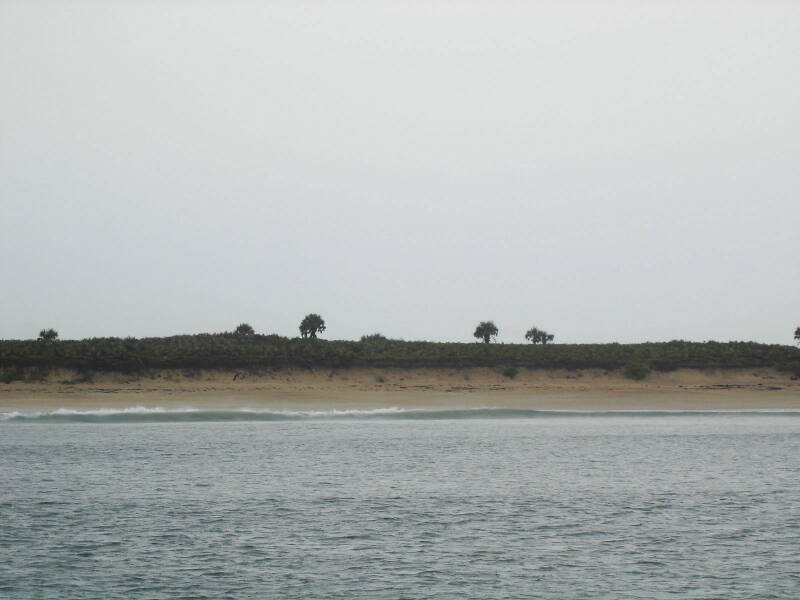 The beach at Canaveral National Seashore as seen from the boat, when running inshore lanes.