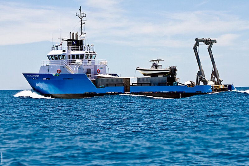 The Baseline Explorer transports her crew, submersibles, divers and all the equipment required