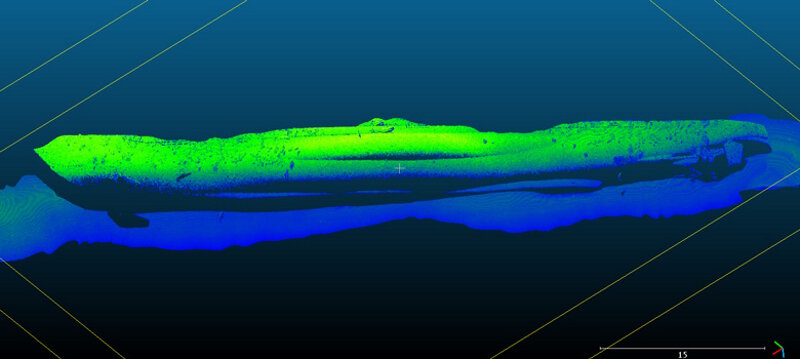 Initial data from first pass laser scanning.