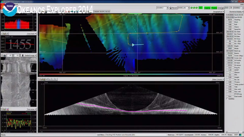 Example of a multibeam sonar survey data display.