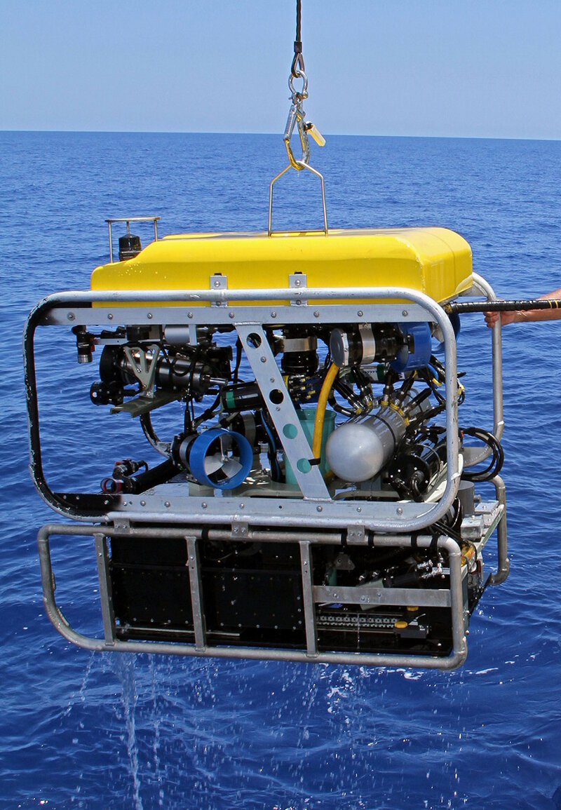 The SubAtlantic Mohawk 18 remotely operated vehicle (ROV), owned by the National Marine Sanctuary Foundation and the Flower Garden Banks and operated by the Undersea Vehicles Program at the University of North Carolina Wilmington (UVP/UNCW).