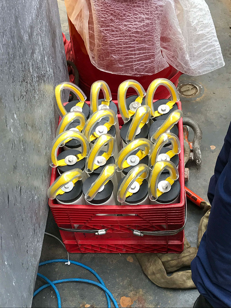 Quivers on the deck of the Henry Bigelow, ready to be loaded on the ROPOS ROV.