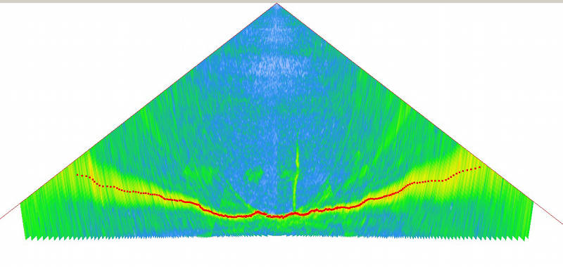 Gas seeps seen on the single-beam profile.