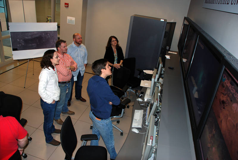 Archaeologists participate from the Exploration Command Center at Stennis Space Center.