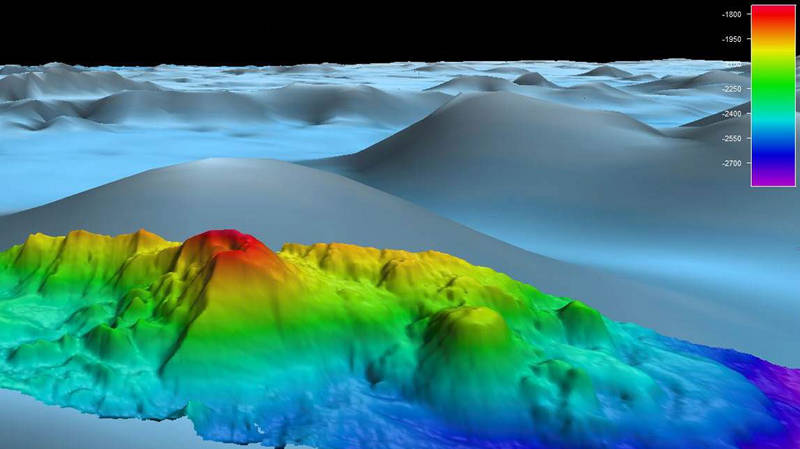 This knoll is located on the flank of a larger seamount in the eastern Pacific Ocean about 200 miles off Costa Rica.