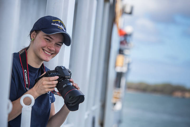 Video Engineer, Tara Smithee documents the launch of the ROVs.