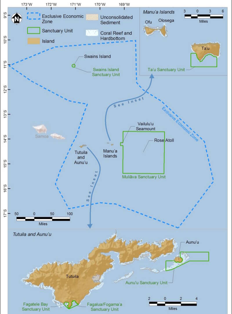 Map of National Marine Sanctuary of American Samoa.
