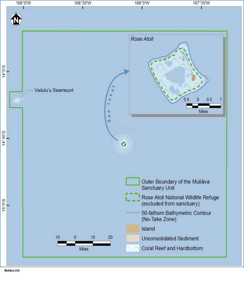 Map of Rose Atoll Marine National Monument.
