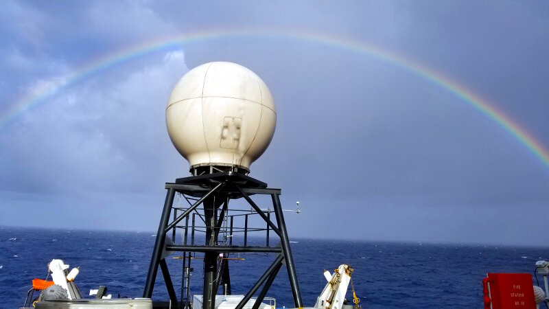 Photo of a rainbow, viewed from NOAA Ship Okeanos Explorer.