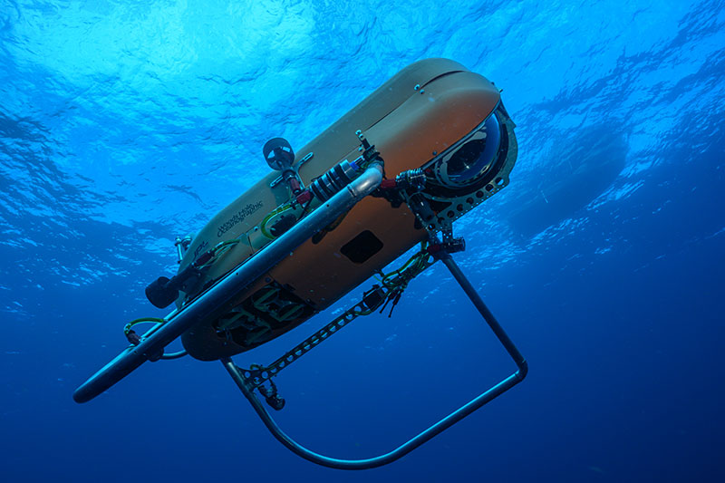 Autonomous underwater vehicle (AUV) Orpheus, the first in a new class of AUVs designed to withstand the pressure of the ocean’s greatest depths capable of working independently or as a networked fleet to explore, survey, and sample almost anywhere in the global ocean. Image courtesy of Marine Imaging Technologies, LLC, copyright Woods Hole Oceanographic Institution.