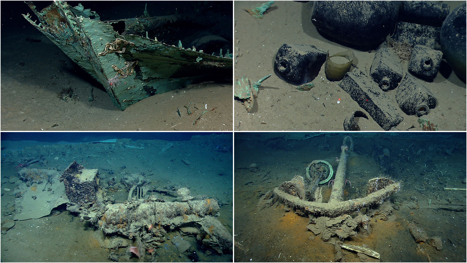 Monterrey A rests beneath 1,330 meters (4,364 feet) of water in the Gulf of Mexico along with its cargo and other artifacts like a stove, cannon, and anchor as seen here. Images courtesy of NOAA Ocean Exploration, Gulf of Mexico 2012 and Exploration of the Gulf of Mexico 2014.