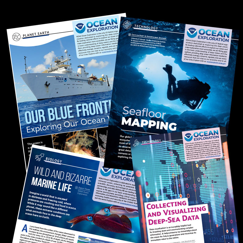 Screenshots of NOAA Ocean Exploration in OYLA magazine