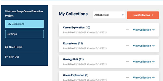 Build collections full of your favorite ocean exploration content