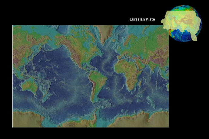 Click on the map of Earth below, and watch as the tectonic plates underlying the continents and oceans come into view. Continue until you see a complete map displaying all of the tectonic plates.