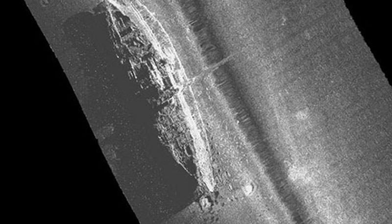 Side scan sonar image of the steamship Portland.