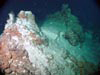 Two anhydrite and sulfide chimneys at Majestique vent field