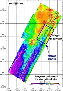 Imagenex pencil-beam bathymetry collected in the Magic Mountain area of Explorer Ridge
