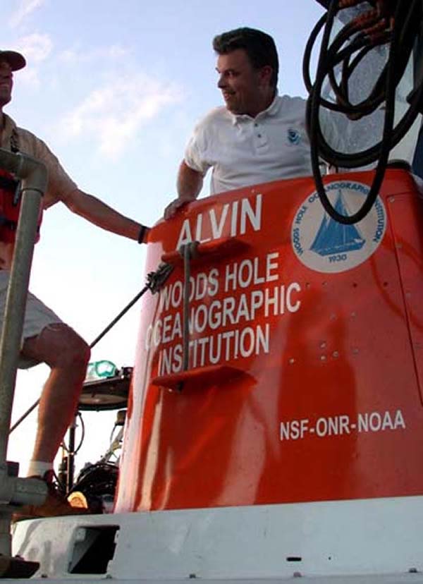 Entering the Alvin Submersible