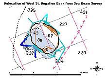 Bathymetric chart of the relocation of West St. Rogatien Bank