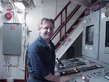 Second Engineer John Osborne during his watch.
