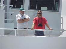 Jim (USGS) and Tom (Woods Hole Oceanographic) on the 03 deck of the Ron Brown.