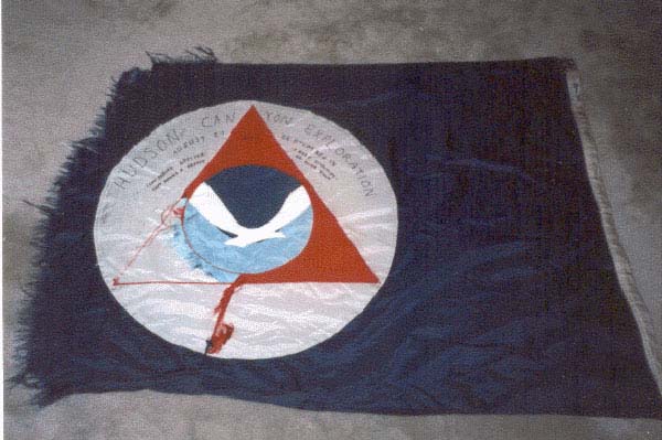 The tattered flag that flew from the mast of the NOAA Ship Ron Brown through wind and storm on the 2002 Hudson Canyon Exploration Cruise.