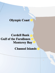 Map of the west coast National Marine Sanctuaries