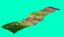 A topographic representation of the seafloor around the Charleston Bump
