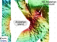 Map of EM300 multibeam sonar bathymetry around Anatahan island