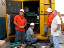 Welch Generator replaces the burned out generator parts with the assistance of technicians from Sonsub and C&C Technologies