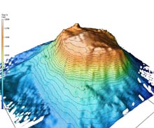 A multibeam swath bathymetric image of Bear Seamount