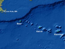 Map of the New England seamount chain
