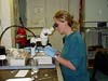 Anne Simpson works with the coral polyp samples she collected.