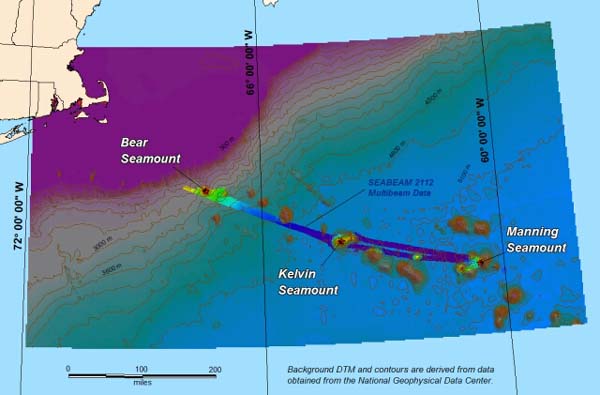 Overview of Bear, Kelvin, and Manning Seamounts