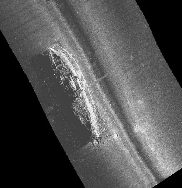 Side scan sonar image of the Steamship Portland
