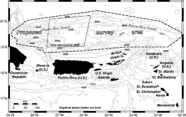 Map of the Puerto Rico Trench
