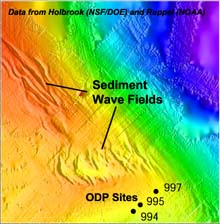 Bathymetry map of 2 sediment fields on Blake Ridge