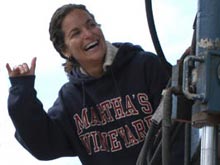 Catalina Martinez, NOAA OE Expedition Coordinator after her first dive.