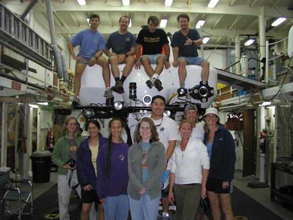 Part of the science, outreach, and submersible support crew involved with deep water algae surveys.